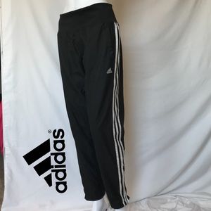 Black Adidas Climate Sweatpants with white stripes